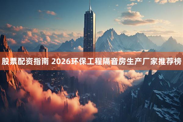股票配资指南 2026环保工程隔音房生产厂家推荐榜