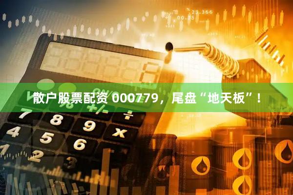 散户股票配资 000779，尾盘“地天板”！